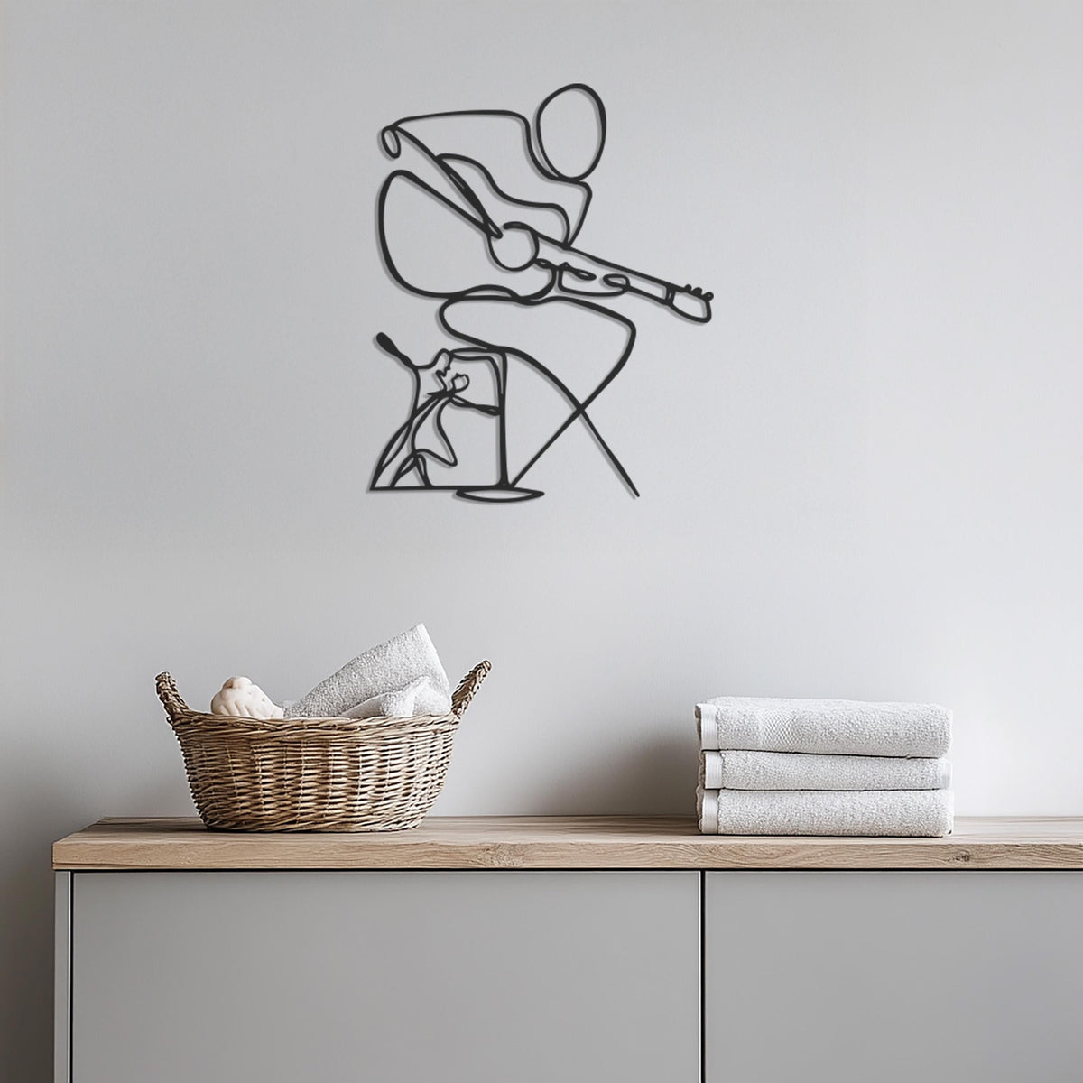 Minimalist Guitarist Metal Wall Art, One Line Musician Wall Decor For Studio Or Living Room, Modern Music Lover Gift For Him Or Her,Wall Art