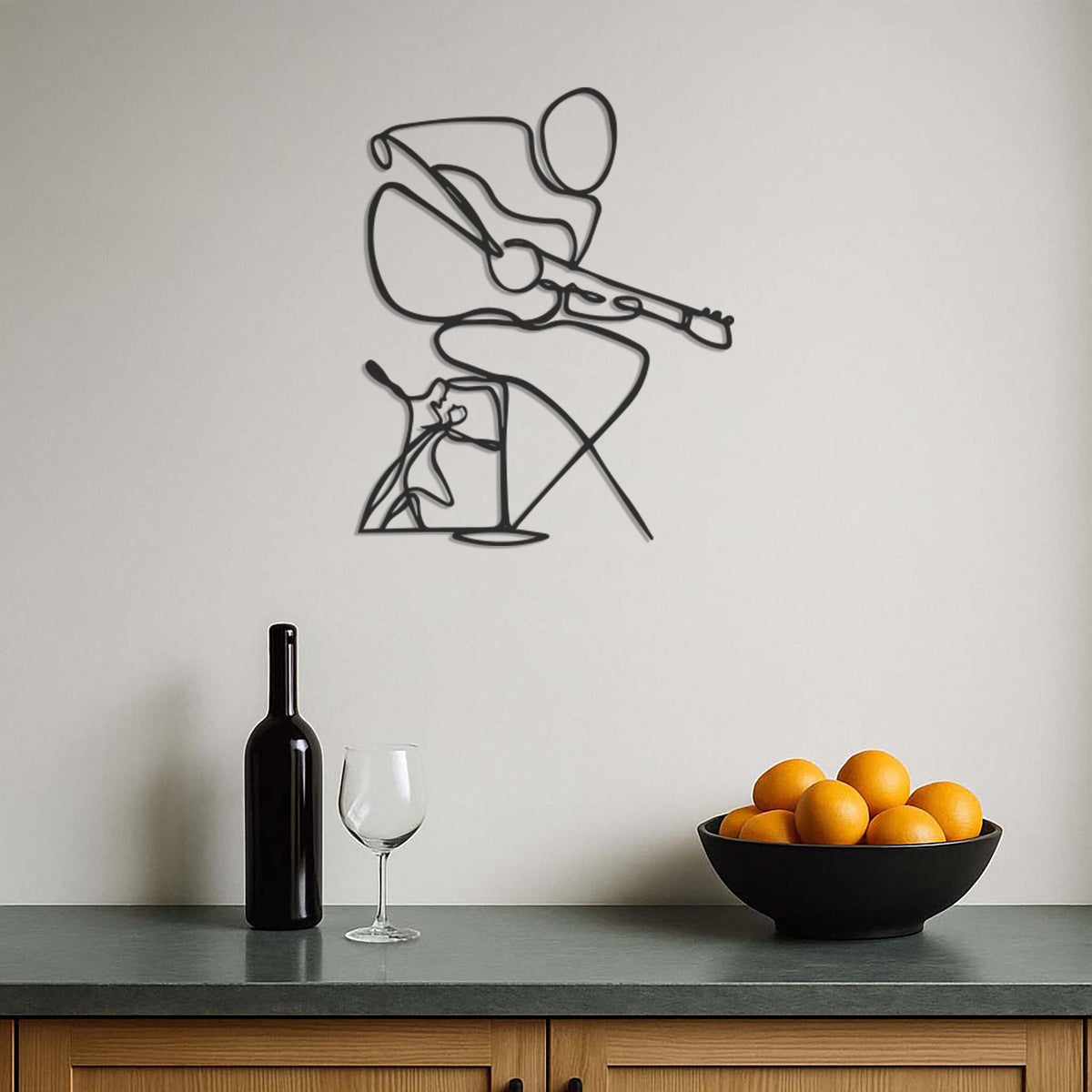 Minimalist Guitarist Metal Wall Art, One Line Musician Wall Decor For Studio Or Living Room, Modern Music Lover Gift For Him Or Her,Wall Art