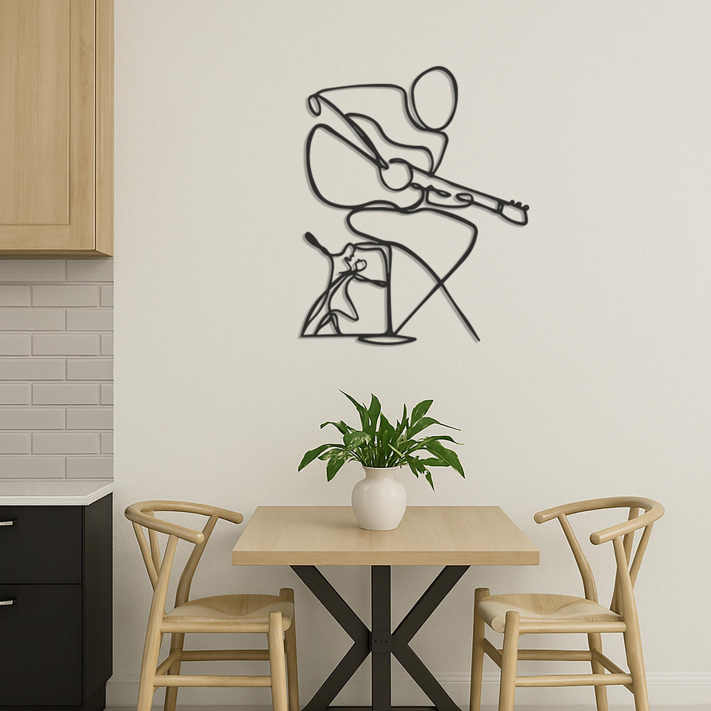 Minimalist Guitarist Metal Wall Art, One Line Musician Wall Decor For Studio Or Living Room, Modern Music Lover Gift For Him Or Her,Wall Art