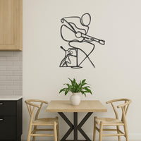 Minimalist Guitarist Metal Wall Art, One Line Musician Wall Decor For Studio Or Living Room, Modern Music Lover Gift For Him Or Her,Wall Art 3
