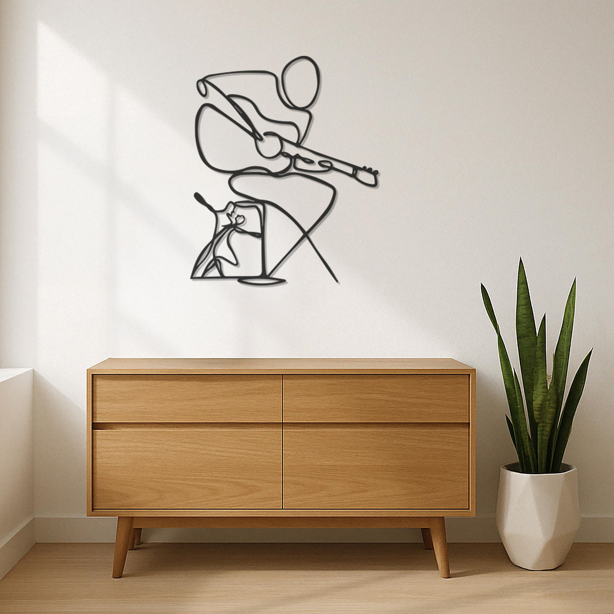 Minimalist Guitarist Metal Wall Art, One Line Musician Wall Decor For Studio Or Living Room, Modern Music Lover Gift For Him Or Her,Wall Art