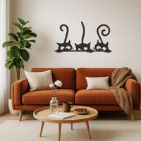 Funny Cat Metal Wall Art With 3 Cats Peeking Design, Whimsical Black Cat Decor For Entryway Or Kitchen,Gift For Cat Lovers And Kids,Wall Art 4