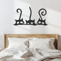 Funny Cat Metal Wall Art With 3 Cats Peeking Design, Whimsical Black Cat Decor For Entryway Or Kitchen,Gift For Cat Lovers And Kids,Wall Art 5