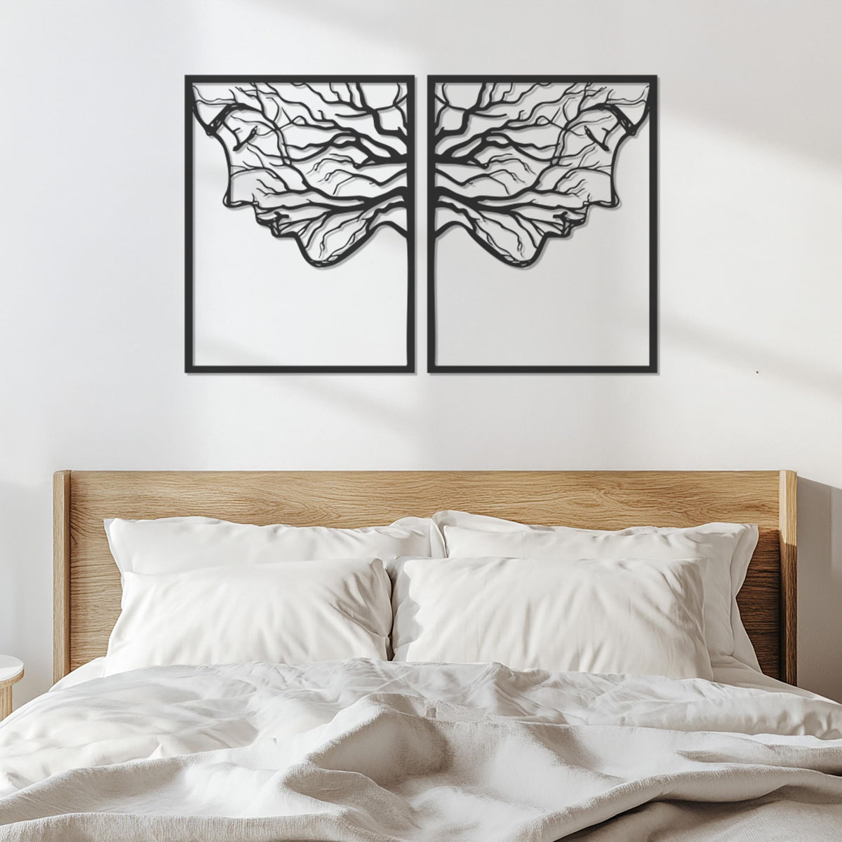 Couple Face Metal Wall Art Set Of 2, Tree Branch Silhouette Modern Abstract Decor For Bedroom Or Living Room, Connection Love Gift, Wall Art