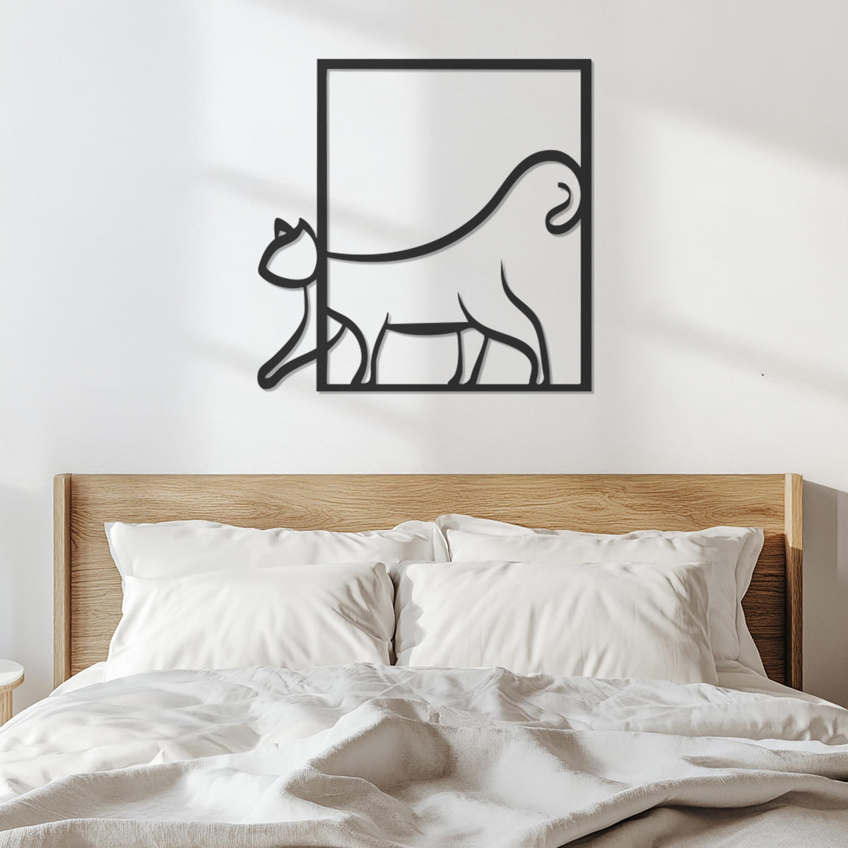 Minimalist Cat Metal Wall Art, Modern Framed Kitty Silhouette For Cat Lover Decor, Cute Feline Home Decoration For Living Room Or Entryway