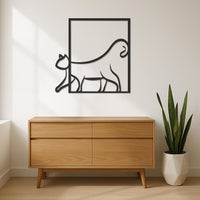 Minimalist Cat Metal Wall Art, Modern Framed Kitty Silhouette For Cat Lover Decor, Cute Feline Home Decoration For Living Room Or Entryway 6