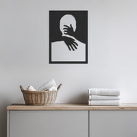 Modern Abstract Hug Metal Wall Art, Emotional Embrace Silhouette Minimal Wall Hanging, Framed Intimate Hug Design For Home Decor, Wall Art 1