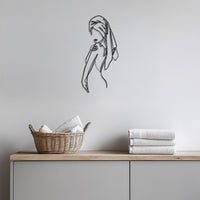 Minimalist Woman Metal Wall Art with Towel, Modern Female Line Silhouette Wall Decor for Bathroom, Spa or Bedroom Accent, Wall Art 1