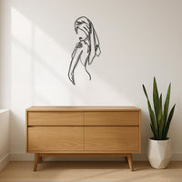 Minimalist Woman Metal Wall Art with Towel, Modern Female Line Silhouette Wall Decor for Bathroom, Spa or Bedroom Accent, Wall Art 6