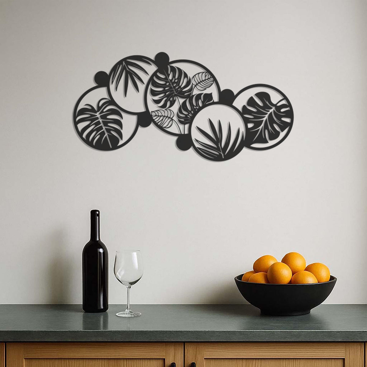 Modern Tropical Leaf Metal Wall Art Panel, Botanical Black Steel Wall Hanging for Living Room, Entryway, or Office Decor, Wall Art