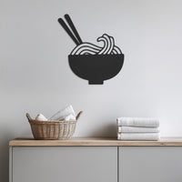 Ramen Bowl Metal Wall Art, Minimalist Kitchen Decor with Chopsticks, Modern Noodle Bowl Silhouette for Food Lover,Spaghetti Lovers,Wall Art 1