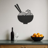 Ramen Bowl Metal Wall Art, Minimalist Kitchen Decor with Chopsticks, Modern Noodle Bowl Silhouette for Food Lover,Spaghetti Lovers,Wall Art 2