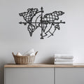 World Map Metal Wall Art, Compass Wall Decor, Travel Lover Gift, Modern Wall Sculpture, Office Living Room Metal Wall Hanging, Wall Art