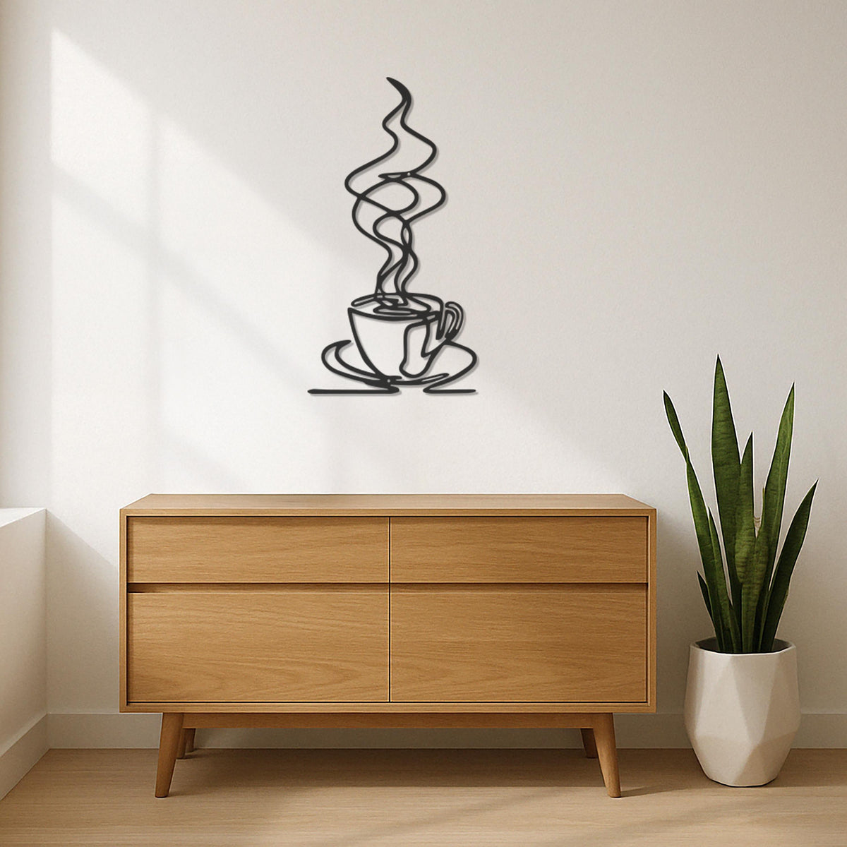 Coffee Cup Metal Wall Art, Coffee Bar Wall Decor, Modern Wire Line Art for Kitchen, Cafe Wall Hanging, Coffee Lover Gift, Metal Artwork