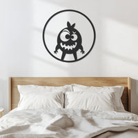 Funny Monster Metal Wall Art, Kids Room Wall Decor, Cartoon Style Metal Sign, Round Nursery Wall Hanging, Cute Character Wall Sculpture 5