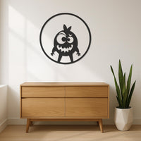 Funny Monster Metal Wall Art, Kids Room Wall Decor, Cartoon Style Metal Sign, Round Nursery Wall Hanging, Cute Character Wall Sculpture 6