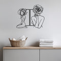 Floral Woman Metal Wall Art, Minimalist Female Body Line Art Decor, Bloom Head Silhouette Sculpture, Elegant Modern Wall Hanging, Wall Art
