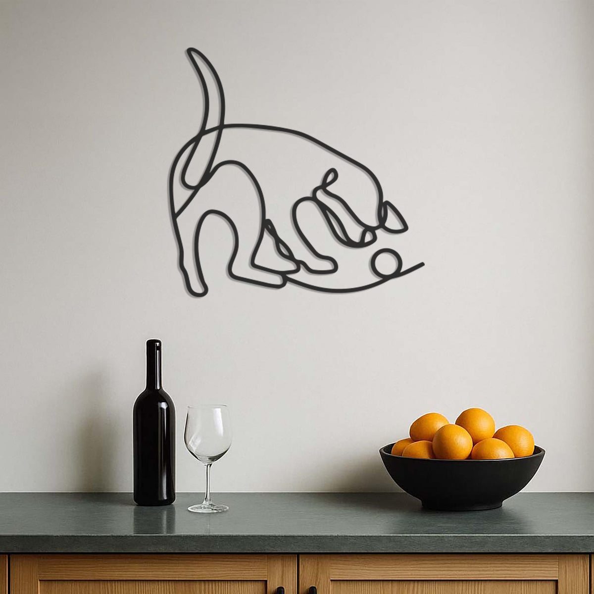 Metal Cat Wall Art, Modern Line Art Kitty Decor, Minimalist Cat Silhouette Wall Sculpture for Pet Lovers, Playful Feline Wall Sign, Wall Art