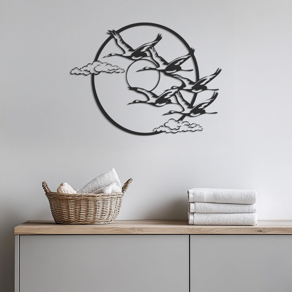 Geese Flying Wall Art, Modern Metal Bird Wall Decor, Nature Inspired Home Accent, Metal Goose Wall Sculpture, Geese Wall Hanging, Wall Art