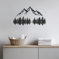 Mountain Forest Wall Art, Nature Landscape Metal Wall Decor, Cabin Lodge Wall Hanging, Rustic Pine Tree Wall Sign, Forest Metal Art,Wall Art 1