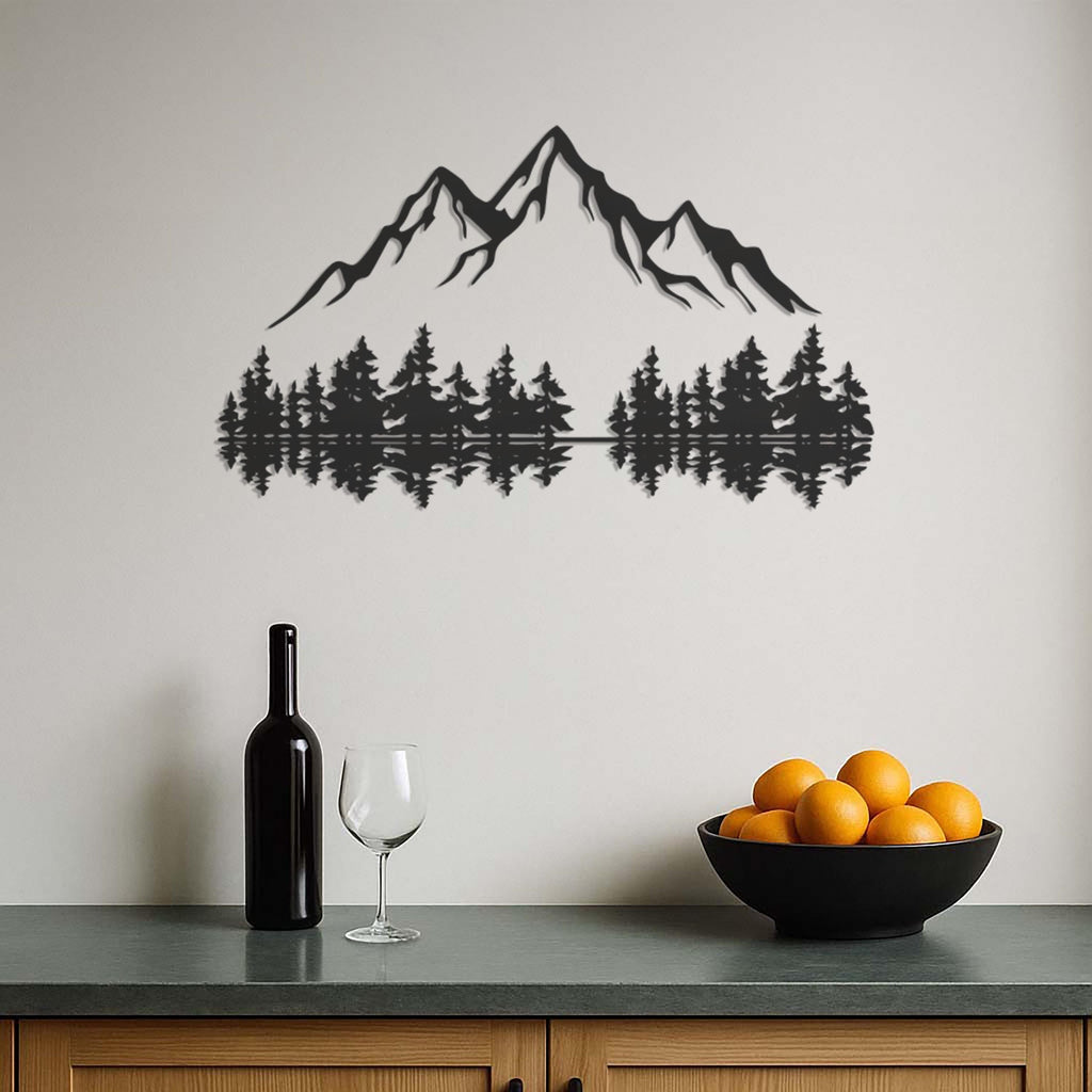 Mountain Forest Wall Art, Nature Landscape Metal Wall Decor, Cabin Lodge Wall Hanging, Rustic Pine Tree Wall Sign, Forest Metal Art,Wall Art