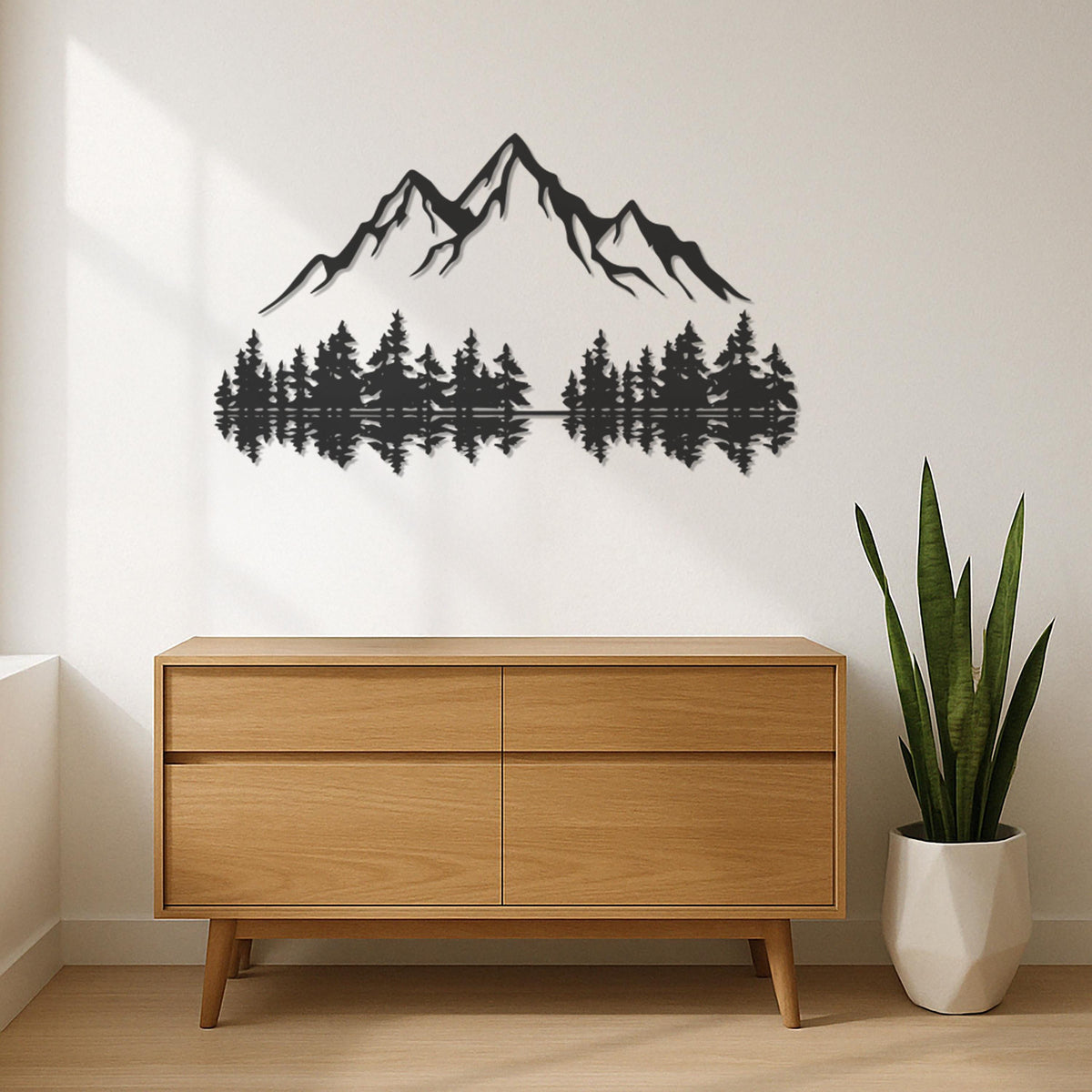 Mountain Forest Wall Art, Nature Landscape Metal Wall Decor, Cabin Lodge Wall Hanging, Rustic Pine Tree Wall Sign, Forest Metal Art,Wall Art