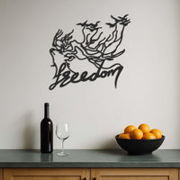 Freedom Word Art Metal Wall Decor, Bird Hair Woman Line Art, Inspirational Freedom Sign, Modern Boho Wall Hanging, One Line Metal Wall Art 2