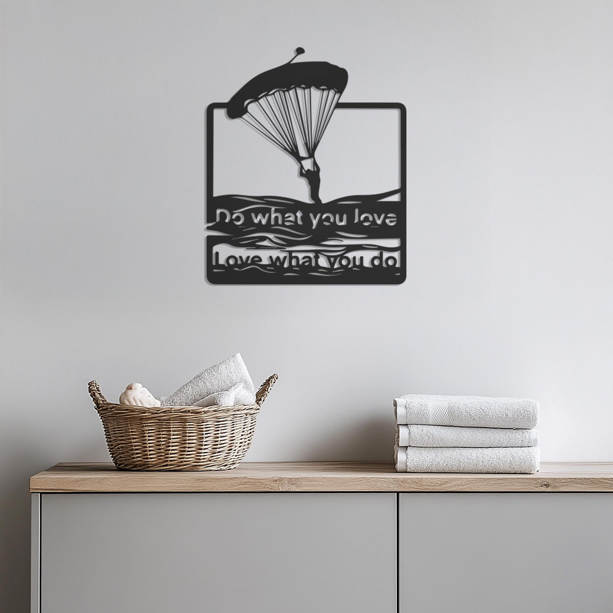 Paragliding Metal Wall Art with Quote, Do What You Love Metal Sign, Adventure Lover Gift, Motivational Parachute Wall Decor, Wall Decor