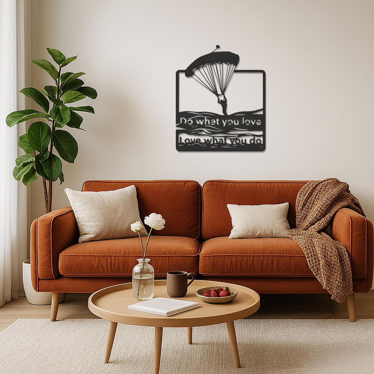 Paragliding Metal Wall Art with Quote, Do What You Love Metal Sign, Adventure Lover Gift, Motivational Parachute Wall Decor, Wall Decor