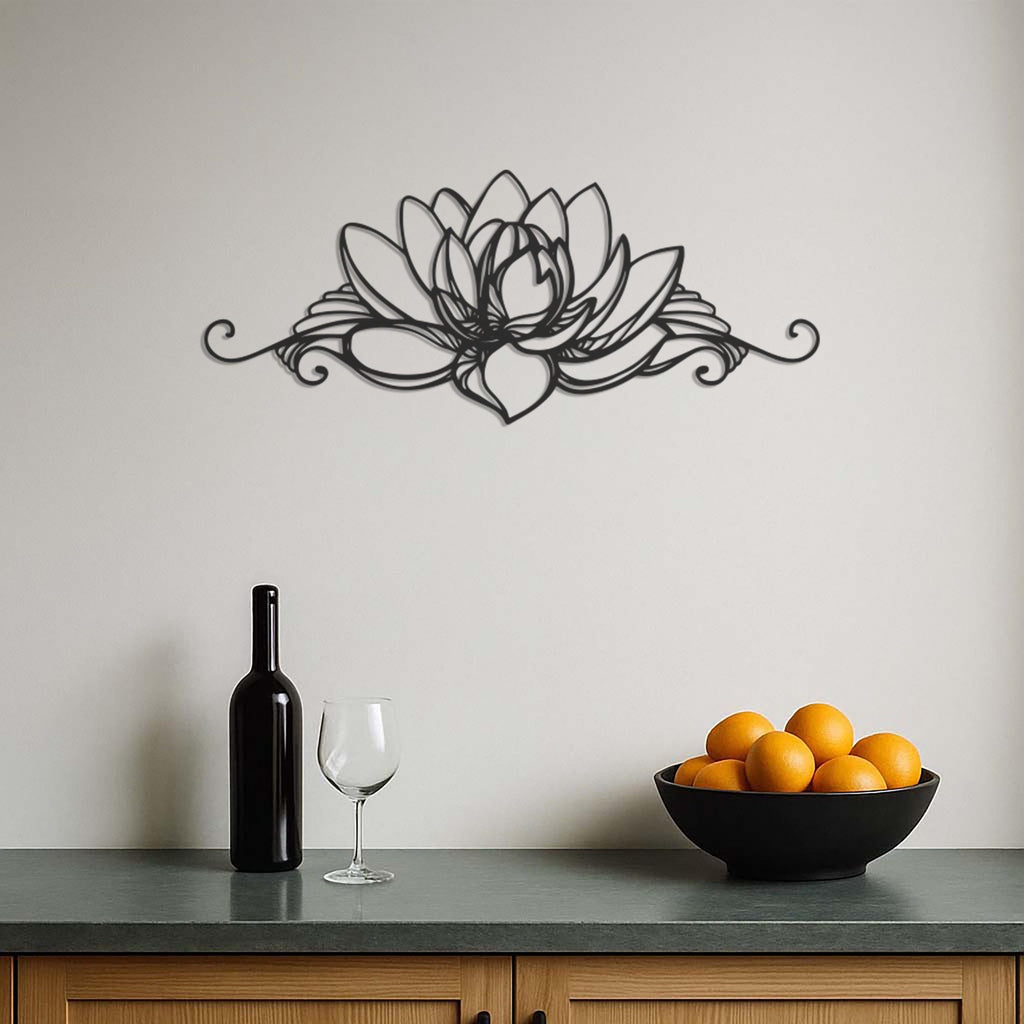 Lotus Flower Metal Wall Art, Yoga Room Decor, Zen Boho Wall Hanging, Mandala Inspired Floral Metal Sign, Nature Wall Decoration, Wall Art