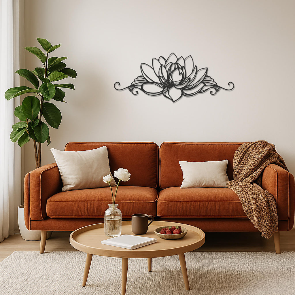 Lotus Flower Metal Wall Art, Yoga Room Decor, Zen Boho Wall Hanging, Mandala Inspired Floral Metal Sign, Nature Wall Decoration, Wall Art