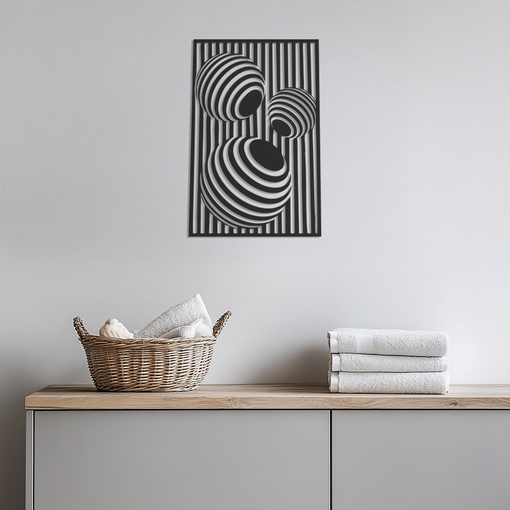 3D Optical Illusion Metal Wall Art, Geometric Abstract Panel, Modern Illusion Home Decor, Contemporary Wall Hanging Sculpture, Wall Decor
