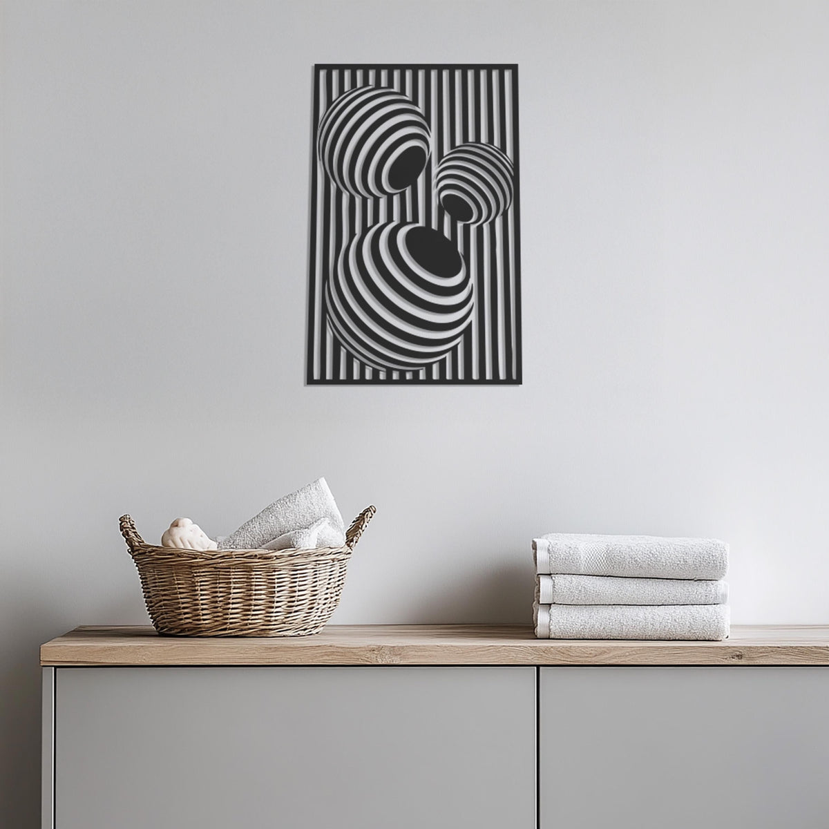 3D Optical Illusion Metal Wall Art, Geometric Abstract Panel, Modern Illusion Home Decor, Contemporary Wall Hanging Sculpture, Wall Decor
