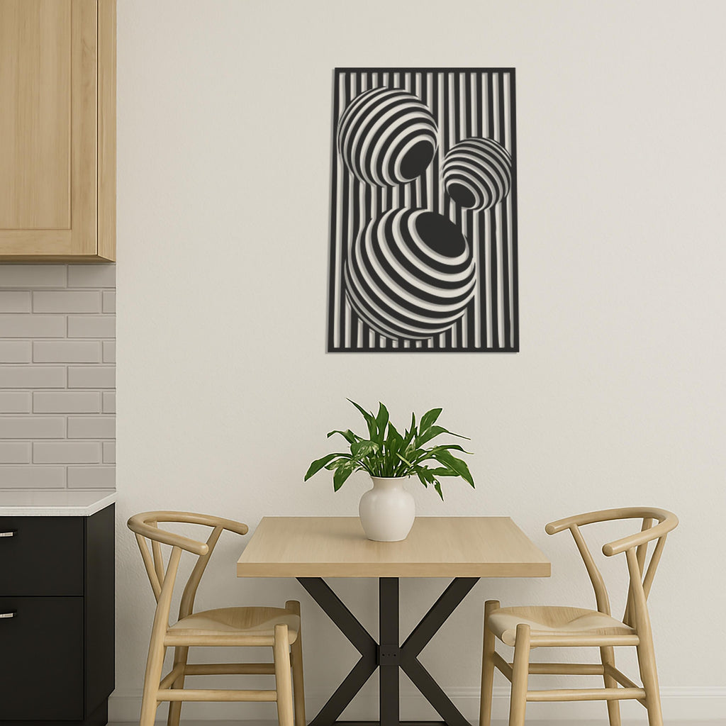 3D Optical Illusion Metal Wall Art, Geometric Abstract Panel, Modern Illusion Home Decor, Contemporary Wall Hanging Sculpture, Wall Decor