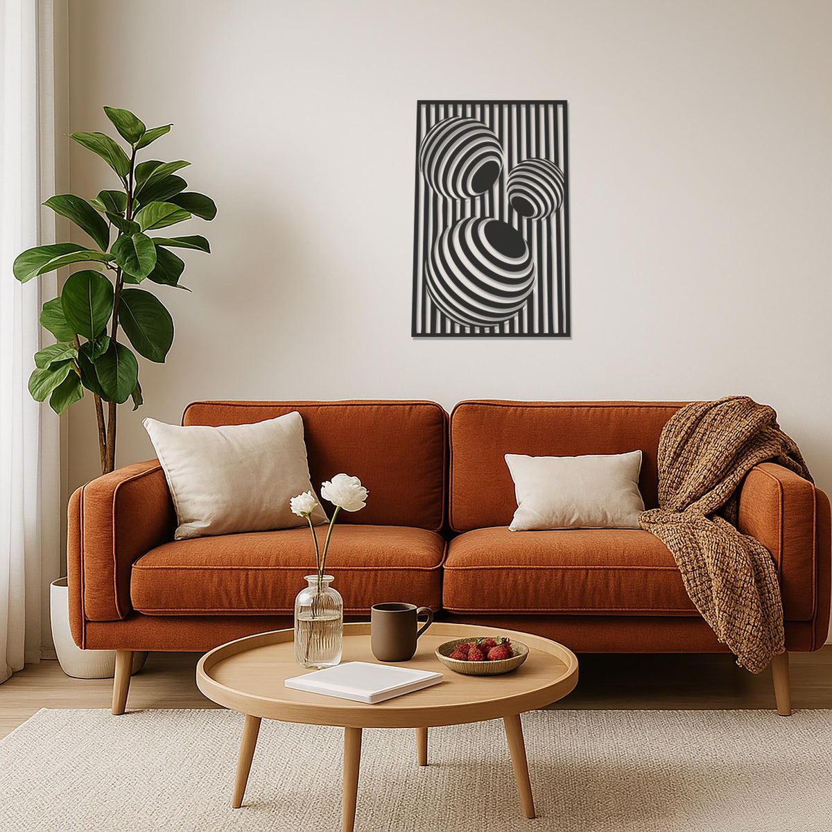 3D Optical Illusion Metal Wall Art, Geometric Abstract Panel, Modern Illusion Home Decor, Contemporary Wall Hanging Sculpture, Wall Decor