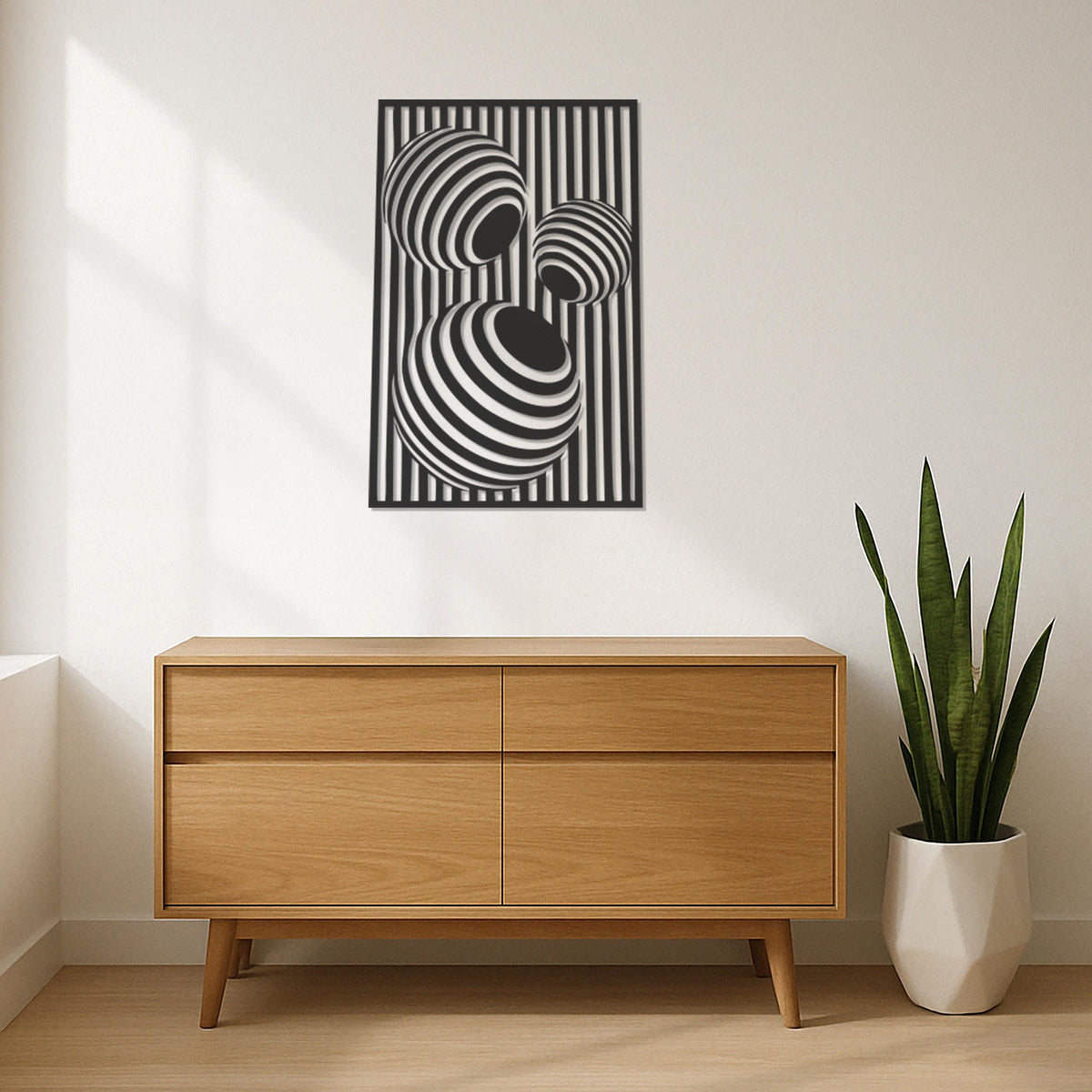 3D Optical Illusion Metal Wall Art, Geometric Abstract Panel, Modern Illusion Home Decor, Contemporary Wall Hanging Sculpture, Wall Decor