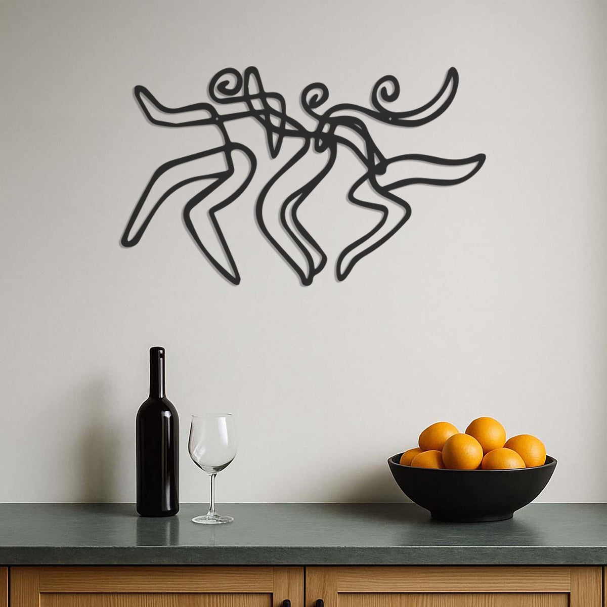 Abstract Dancing Figures Metal Wall Art, Modern Dance Line Art Sculpture, Contemporary Wall Decor for Living Room, For Bedroom, Wall Decor