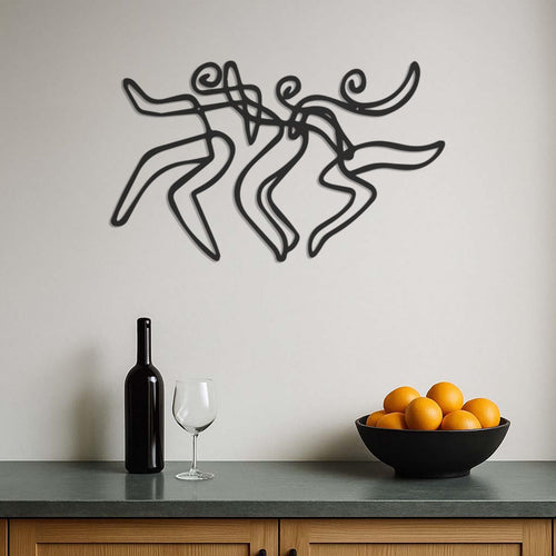 Abstract Dancing Figures Metal Wall Art, Modern Dance Line Art Sculpture, Contemporary Wall Decor for Living Room, For Bedroom, Wall Decor