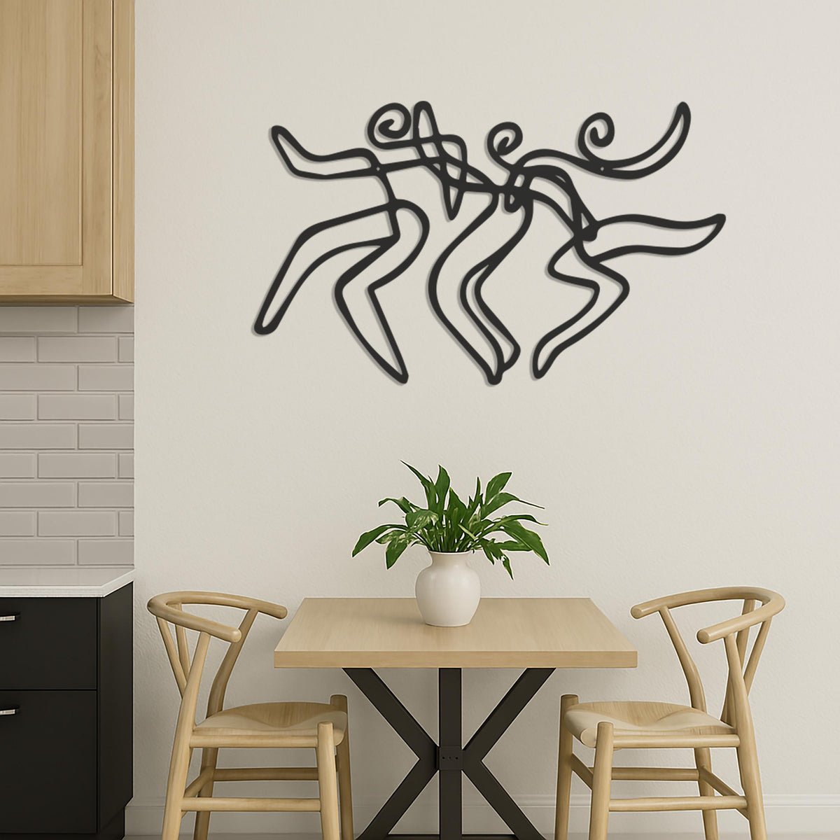 Abstract Dancing Figures Metal Wall Art, Modern Dance Line Art Sculpture, Contemporary Wall Decor for Living Room, For Bedroom, Wall Decor