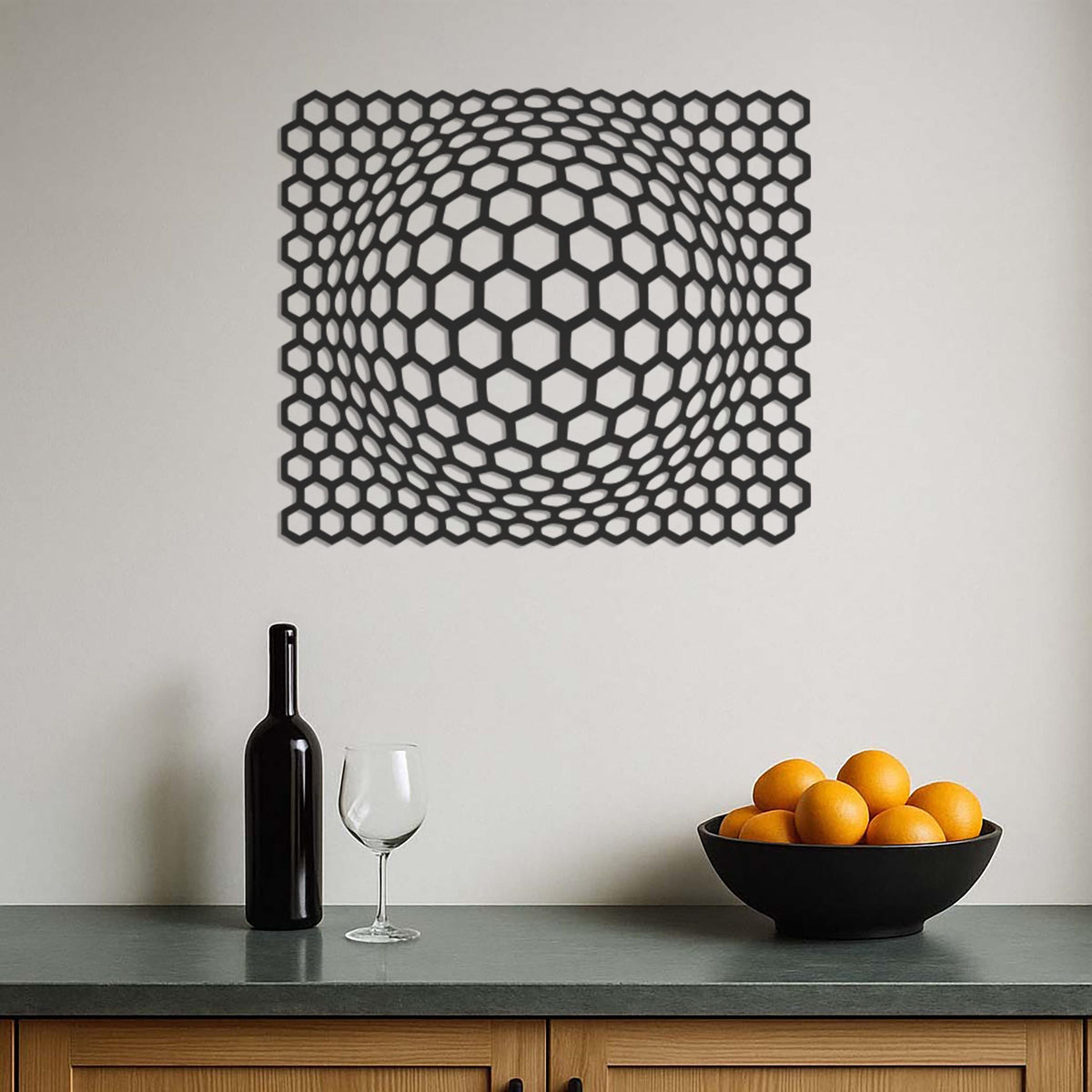 Modern Hexagon 3D Optical Illusion Wall Art, Geometric Honeycomb Metal Wall Decor for Living Room, Modern Wall Sculpture Gift Idea, Wall Art