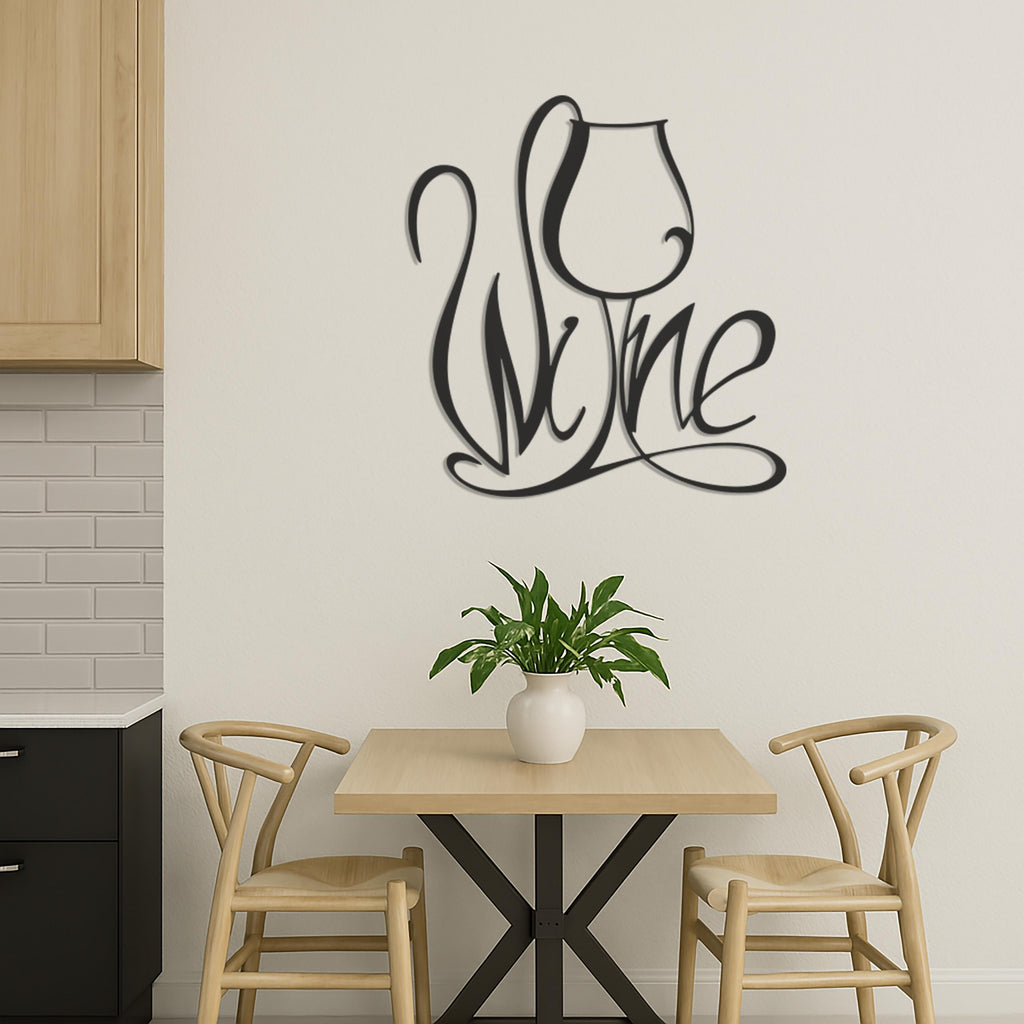 Wine Wall Art Metal Sign, Modern Wine Glass Kitchen Decor,Metal Typography Wall Hanging for Bar Area or Wine Cellar,Wine Lover Gift,Wall Art