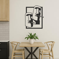 Moai Head Metal Wall Art, Smoking Island Statue Decor, Easter Island Face Sculpture, Cool Modern Art Gift for Home Bar or Man Cave, Wall Art 3