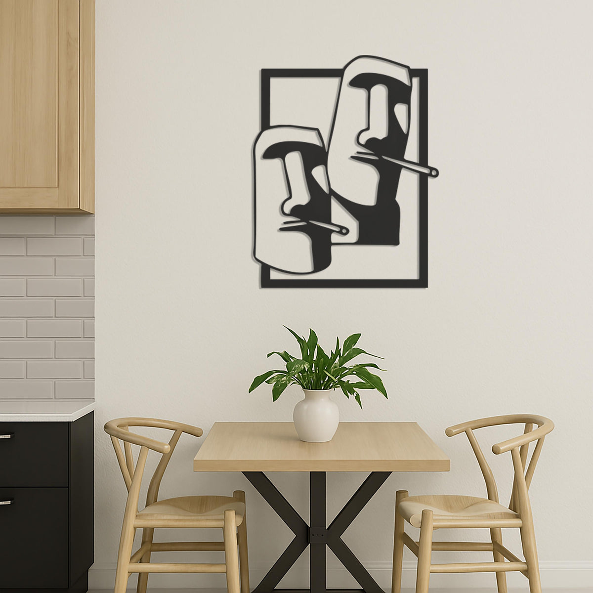 Moai Head Metal Wall Art, Smoking Island Statue Decor, Easter Island Face Sculpture, Cool Modern Art Gift for Home Bar or Man Cave, Wall Art