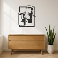 Moai Head Metal Wall Art, Smoking Island Statue Decor, Easter Island Face Sculpture, Cool Modern Art Gift for Home Bar or Man Cave, Wall Art 6