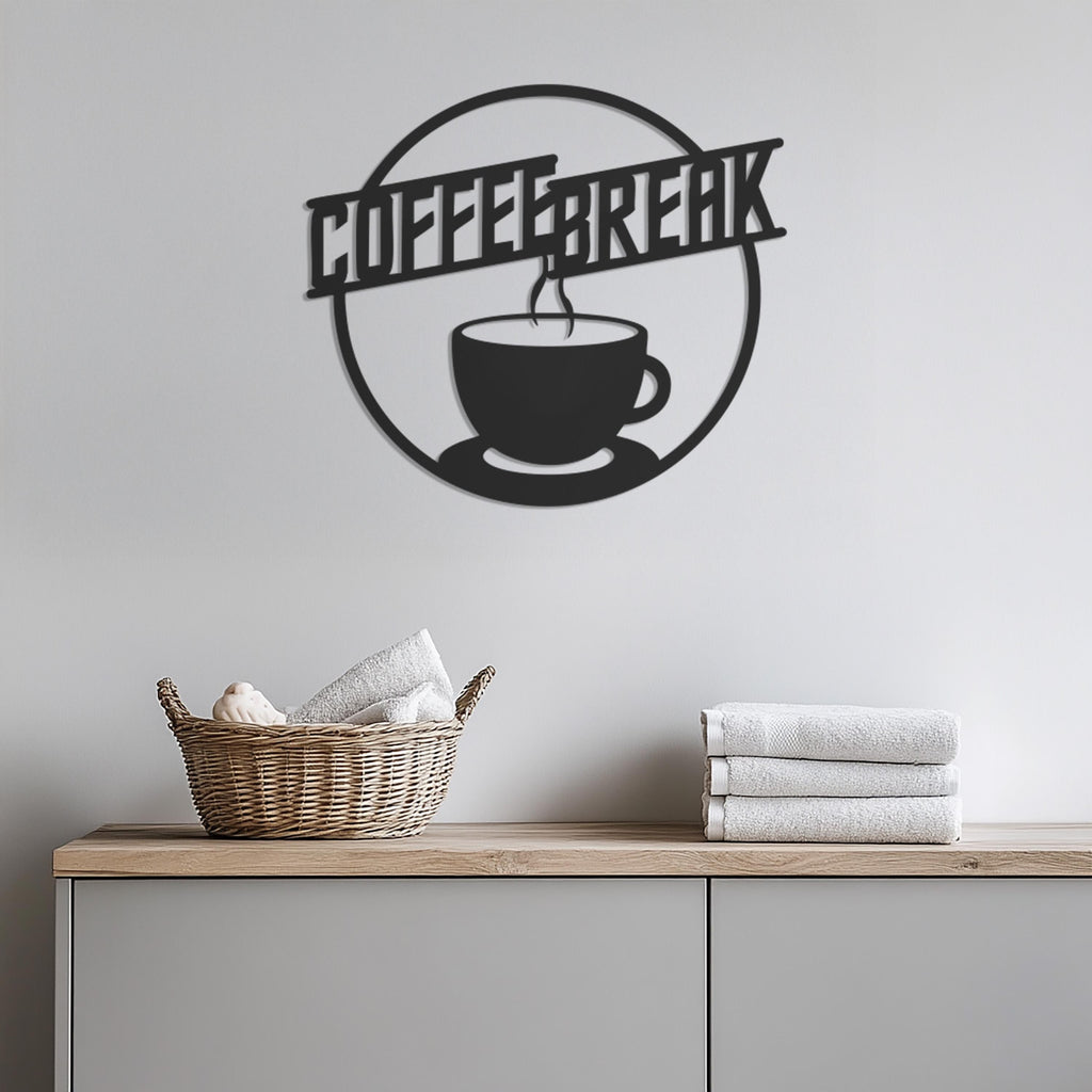 Coffee Break Metal Wall Art, Café Kitchen Wall Sign, Coffee Cup Decor, Modern Office Break Room Art, Coffee Bar Metal Sign, Modern Wall Art