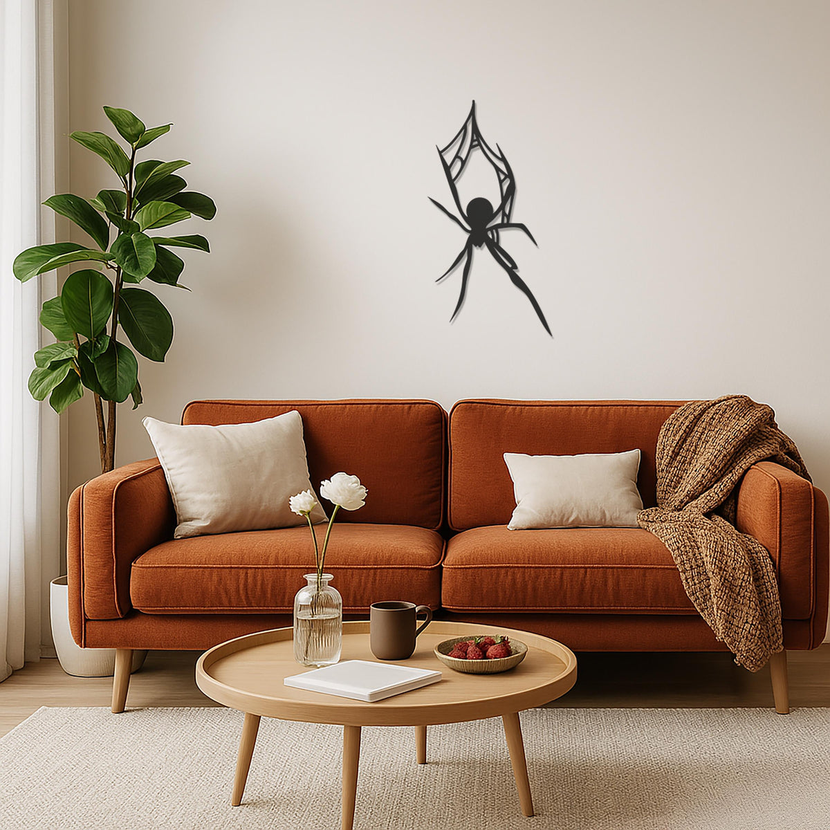 Metal Spider Wall Art, Black Spider Halloween Decor, Creepy Spider Web Metal Sign, Modern Gothic Wall Sculpture, Unique Arachnid Home Accent