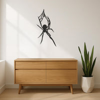 Metal Spider Wall Art, Black Spider Halloween Decor, Creepy Spider Web Metal Sign, Modern Gothic Wall Sculpture, Unique Arachnid Home Accent 6