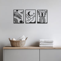 Modern Boho Metal Wall Art Set, Minimalist Abstract Nature Decor,3 Piece Geometric Landscape Wall Panels for Living Room or Bedroom,Wall Art 1