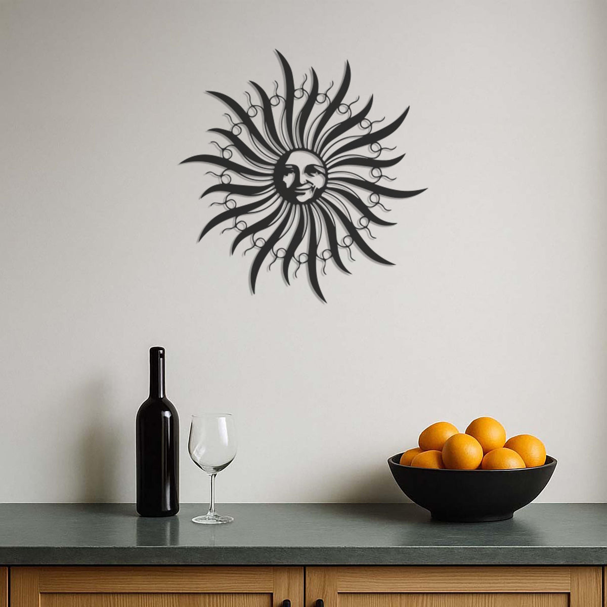 Sun Face Metal Wall Art, Mystical Boho Solar Decor for Living Room, Patio or Garden, Celestial Modern Metal Wall Hanging Art,Modern Wall Art
