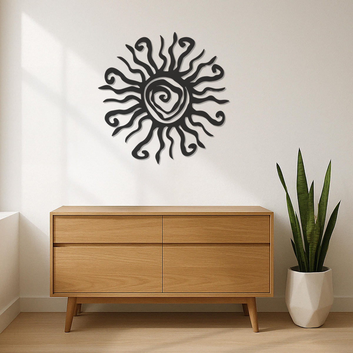 Sun Spiral Metal Wall Art, Tribal Sun Wall Decor, Boho Solar Symbol Artwork, Bohemian Living Room Decor, Mystical Wall Hanging, Sun Gift